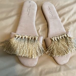 Halston Heritage beautiful suede slides